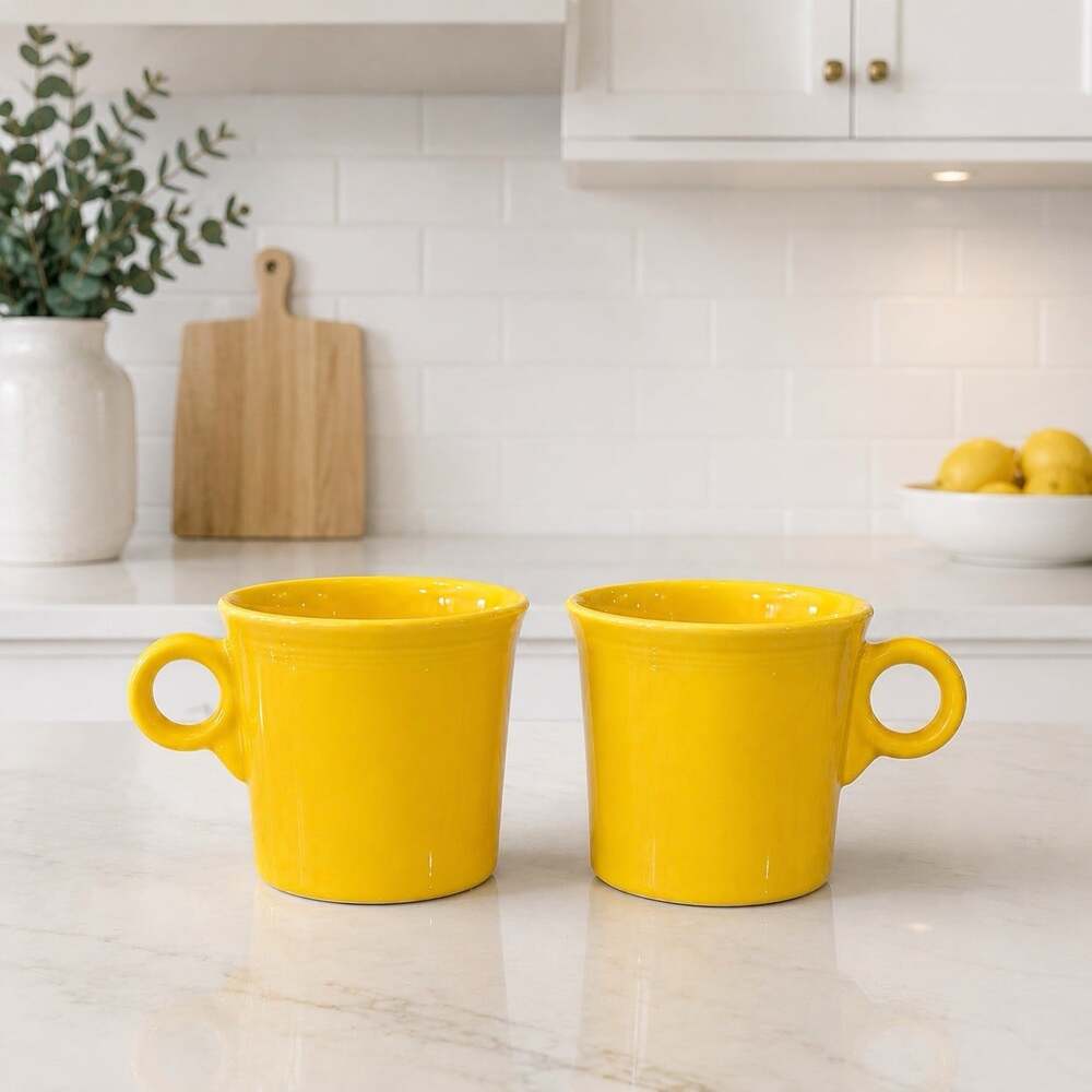 FIESTA Fiestaware Coffee Mugs SUNFLOWER YELLOW Retired HLC Set Of (2)